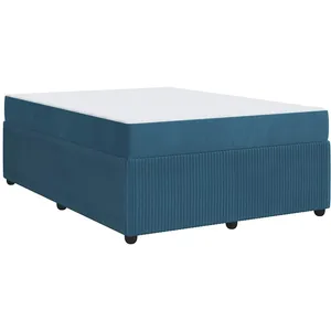 vidaXL Cadre de lit avec matelas Bleu 160 x 200 cm Velours pas cher