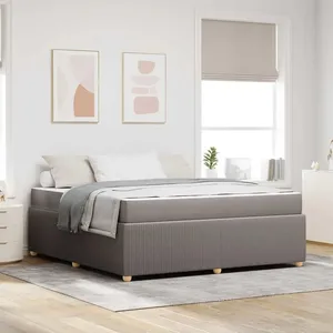 vidaXL Cadre de lit avec matelas avec matelas Taupe 180 x 200 cm tissu pas cher