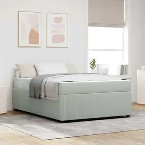 vidaXL Cadre de lit avec matelas Autre Gris clair 160 x 200 cm Velours pas cher