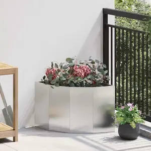 vidaXL Jardinière d'Angle Argent 45 x 45 x 35 cm Acier inoxydable pas cher