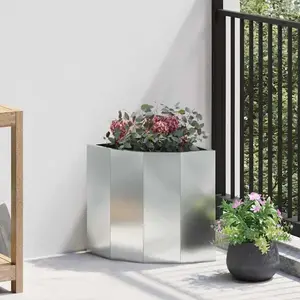vidaXL Jardinière d'Angle Argent 30 x 30 x 35 cm Acier galvanisé pas cher