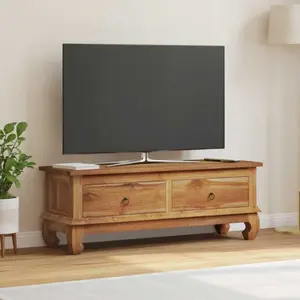 vidaXL Meuble TV Marron 110 x 35 x 40 cm Bois de teck massif pas cher
