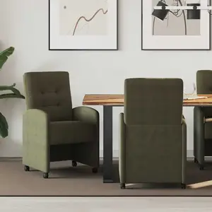 vidaXL Chaises de Salle à Manger avec Roues 2 pcs Vert armée pas cher