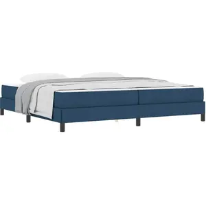 vidaXL Lit à ressorts Autre Bleu 200 x 200 cm tissu pas cher