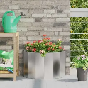 vidaXL Vidaxl Jardinière Argent 60 X 30 X 35 Cm Acier Inoxydable pas cher