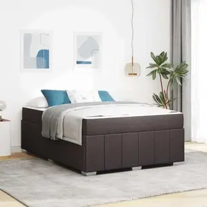 vidaXL Cadre de lit Marron foncé 160 x 200 cm tissu pas cher