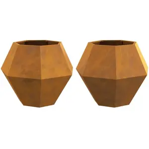 vidaXL Vidaxl Jardinière 2 Pcs Rouillé 75 X 75 X 60 Cm pas cher