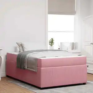 vidaXL Cadre de lit avec matelas Autre Rose 120 x 190 cm Velours pas cher