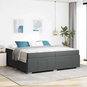 vidaXL Cadre de lit Gris foncé 200 x 200 cm tissu pas cher