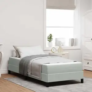 vidaXL Lit boxspring avec matelas Gris clair 90 x 200 cm Velours pas cher