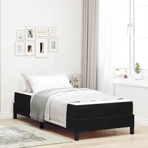 vidaXL Lit boxspring avec matelas Noir 100 x 200 cm Velours pas cher