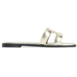 Tommy Hilfiger pour femme. FW0FW09325 Mules en cuir doré métallisé (41), Plat, Aucun, Casuel