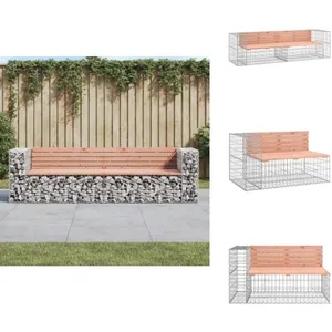 vidaXL Banc de jardin design gabion 244x71x65,5 cm bois massif douglas - Banc De Jardin - Mobilier De Jardin - Banc Extérieur - Meuble De Jardin - Bois pas cher