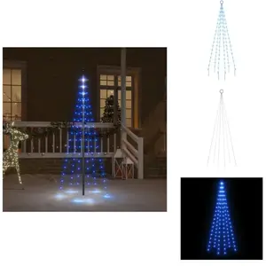 vidaXL Sapin de Noël sur mât de drapeau 108 LED Bleues 180 cm - Arbre ... pas cher