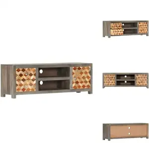 vidaXL Armoire TV Gris 120x30x40 cm Bois massif Mango - Meuble TV pas cher