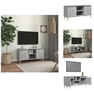 vidaXL Armoire TV avec pieds en bois massif gris béton 103,5x35x50 cm ... pas cher
