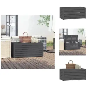 vidaXL Boîte de jardin gris 101x50,5x46,5 cm bois massif de pin - Coffre De Jardin - Rangement Extérieur - Meuble De Jardin - Coffre De Rangement - Bois pas cher