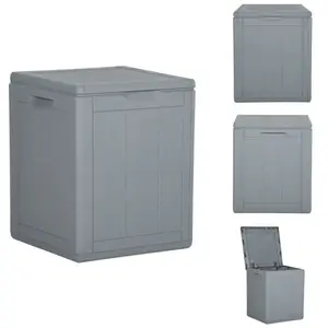 vidaXL Boîte de rangement de jardin 90 l Gris pp Rotin - Boîte De Rang... pas cher