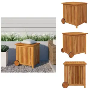 Vidaxl - Boîte de rangement de jardin avec roues 60x50x58 cm Bois acacia - Coffre De Jardin - Rangement Extérieur - Meuble De Jardin - Coffre De pas cher