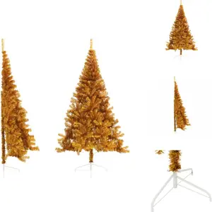 vidaXL Semi-sapin de Noël artificiel avec support Or 240 cm PET - Sapi... pas cher