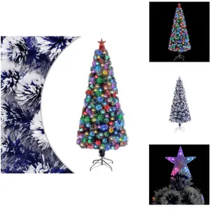 vidaXL Sapin de Noël artificiel avec éclairage 180 cm fibre de verre -... pas cher