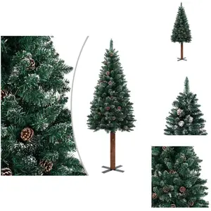 vidaXL Sapin de Noël élancé avec bois véritable et neige Vert 180 cm -... pas cher