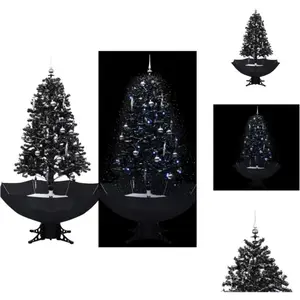 vidaXL Sapin de Noël à neige avec pied parapluie noir 170 cm PVC - Sap... pas cher