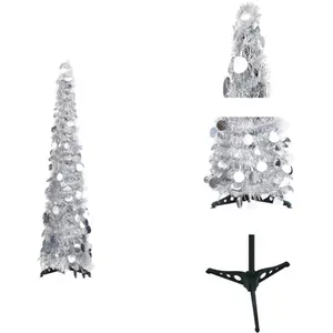 vidaXL Sapin de Noël Pop-Up artificiel argent 120 cm PET - Sapins de N... pas cher