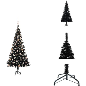 vidaXL Sapin de Noël artificiel éclairage & boules noir 180 cm - Sapin... pas cher