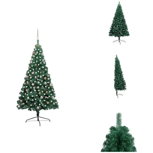 vidaXL Semi-sapin de Noël artificiel éclairage boules vert 210 cm - Sa... pas cher