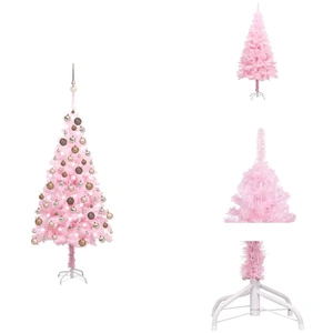 vidaXL Sapin de Noël artificiel avec éclairage & boules rose 180cm - S... pas cher