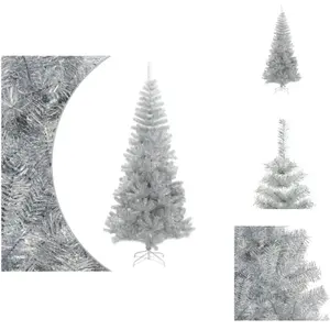 vidaXL Sapin de Noël artificiel avec support Argent 210 cm PET - Sapin... pas cher