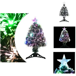 vidaXL Sapin de Noël avec éclairage Vert et blanc 64cm fibre de verre ... pas cher