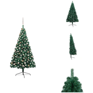vidaXL Semi-sapin de Noël artificiel éclairage boules vert 180 cm - Sa... pas cher