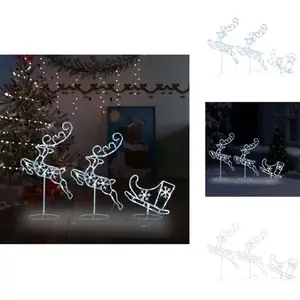 vidaXL Décoration de Noël LED Rennes & traîneau Acrylique 260x21x87 cm... pas cher