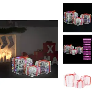 vidaXL Boîtes à cadeaux LED 3 pcs. Décoration de Noël Multicolore - Ec... pas cher
