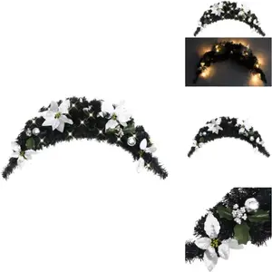 vidaXL Arc de porte de Noël avec lumières LED Noir 90 cm PVC - éclaira... pas cher