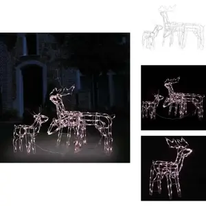 vidaXL Set de 3 rennes LED Décoration de Noël 229 LEDs - éclairage de ... pas cher