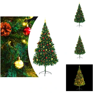 vidaXL Sapin de Noël artificiel avec éclairage & boules Vert 210 cm - ... pas cher