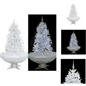 vidaXL Sapin de Noël à neige avec pied parapluie blanc 170 cm - Sapins... pas cher