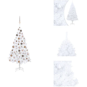 vidaXL Sapin de Noël artificiel avec éclairage & boules blanc 150 cm -... pas cher