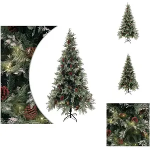 vidaXL Sapin de Noël avec éclairage et pommes de pin 225 cm PVC&PE - S... pas cher
