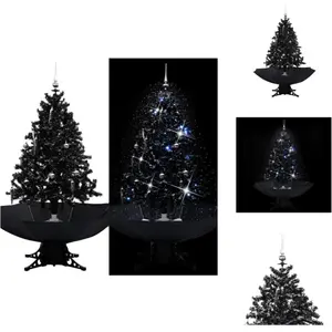 vidaXL Sapin de Noël à neige avec pied parapluie noir 140 cm PVC - Sap... pas cher