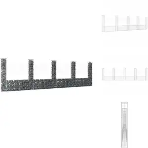 vidaXL Panier de gabion en forme de u avec 5 poteaux Fer 500x20x150 cm... pas cher