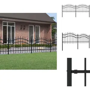 vidaXL Clôture de jardin avec sommet de lance Noir 115 cm - Clôture De... pas cher