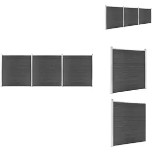 vidaXL Ensemble de panneau de clôture wpc 526x186 cm Noir - Clôture Ja... pas cher