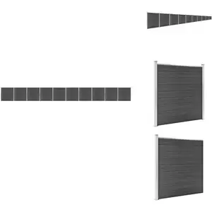 vidaXL Ensemble de panneau de clôture wpc 1737x186 cm Noir - Clôture J... pas cher