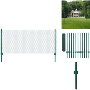 vidaXL Clôture en grillage métallique avec poteaux Acier 25x0,75m Vert... pas cher