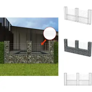 vidaXL Panier de gabion en forme de u Acier galvanisé 240x20x100 cm - ... pas cher