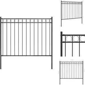 vidaXL Clôture de jardin Acier 1,7x1,2 m Noir - Panneaux de clôture pas cher